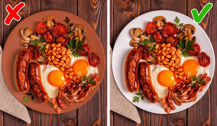 Nói cách khác, sự tương phản giữa thức ăn và đĩa đựng càng nhiều thì bạn giảm cân càng tốt. Bạn nên thay đổi màu sắc của bàn ăn hoặc nếu không thể, việc thay đổi màu của khăn trải bàn cũng có thể giúp bạn đạt được độ tương phản mong muốn.