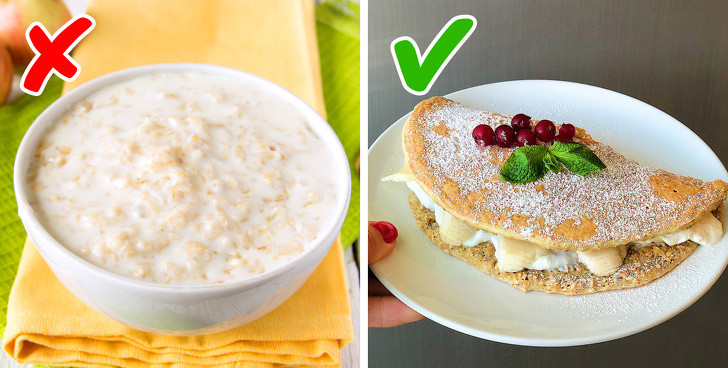 Ăn thức ăn đặc vào buổi sáng: Các nhà khoa học cho biết, ăn bữa sáng với món đặc sẽ giúp bạn no lâu hơn là món ăn lỏng.