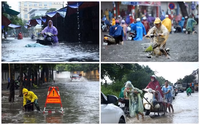 ...lượng mưa lớn trong một thời điểm khiến đường phố ngập lụt.