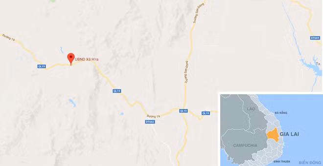 Sự việc xảy ra tại xã Hà Ra, huyện Mang Yang (Gia Lai) Ảnh: Google Maps.