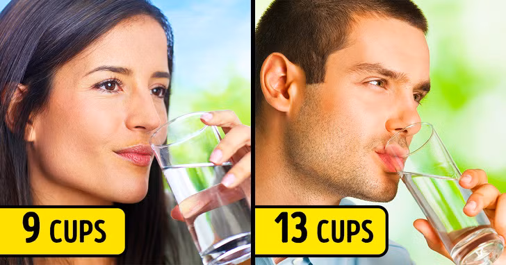 Uống nhiều nước vì mất nước có thể làm trầm trọng thêm bệnh dị ứng. Phụ nữ nên uống 9 cốc và đàn ông nên uống 13 cốc nước mỗi ngày.