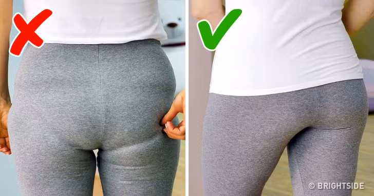 Để tránh lộ quần chip khi mặc quần legging, bạn có thể cắt một chiếc quần tất thành short để mặc che khuyết điểm.