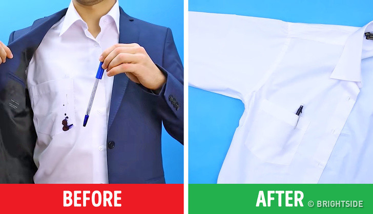 Xóa vết mực trên quần áo: Đặt miếng khăn giấy dưới vết mực, xịt một ít nước rửa tay lên vết bẩn và chà xát nó bằng khăn ăn hoặc miếng bông. Sau đó giặt sạch.