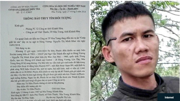 Thông báo truy tìm đối tượng được cho là Từ Hữu Phước.