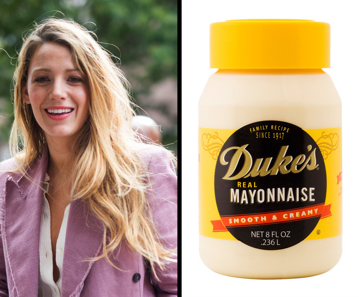 Mặt nạ tóc Blake Lively: Dùng dầu dừa, dầu ô liu hoặc mayonnaise. Mẹ của Blake đã dạy cô cách làm mặt nạ tóc đơn giản này. Đổ một ít dầu hoặc mayonnaise lên nửa dưới của mái tóc xoa bóp và sau đó sử dụng dầu gội đầu sạch. Bằng cách này, dầu gội sẽ không làm khô tóc quá nhiều. Ảnh: BS. 