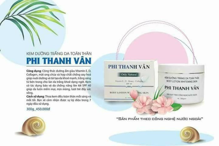 Đồng thời hàng loạt sản phẩm khác của công ty Phi Thanh Vân bị thu hồi và tiêu hủy do không công bố sản phẩm mỹ phẩm trước khi đưa ra thị trường theo quy định của pháp luật đối với nhà sản xuất mỹ phẩm trong nước.