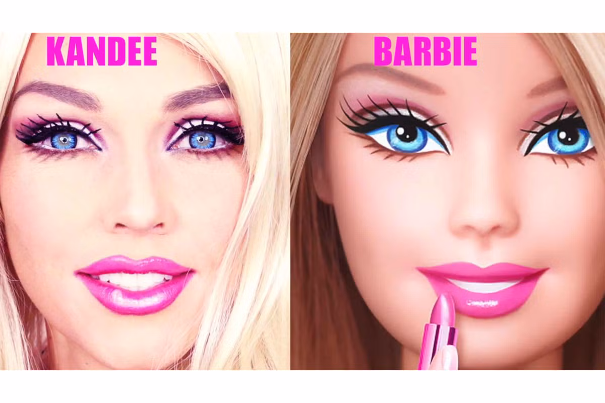 Muốn dễ thương hơn, bạn có thể trang điểm theo phong cách búp bê Barbie.