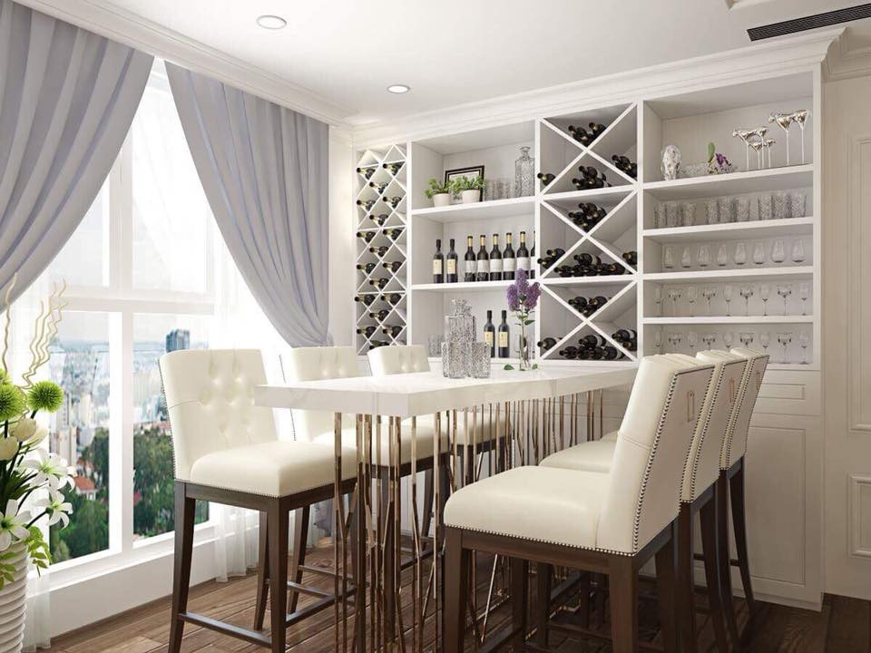 Hai màu trắng, xám nhạt được Phi Thanh Vân ưa chuộng trang trí cho căn hộ.