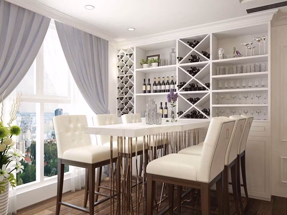 Hai màu trắng, xám nhạt được Phi Thanh Vân ưa chuộng trang trí cho căn hộ.