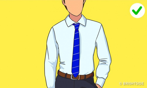 Một mẹo thắt cà vạt đẹp là đầu dưới của nó chỉ chạm tới thắt lưng là vừa.
