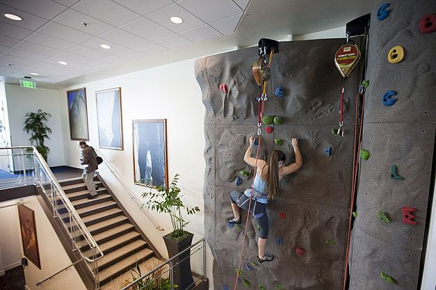 Những bức tường leo núi được lắp đặt trong văn phòng là một cách tuyệt vời để giúp nhân viên vui chơi và duy trì sức khoẻ.