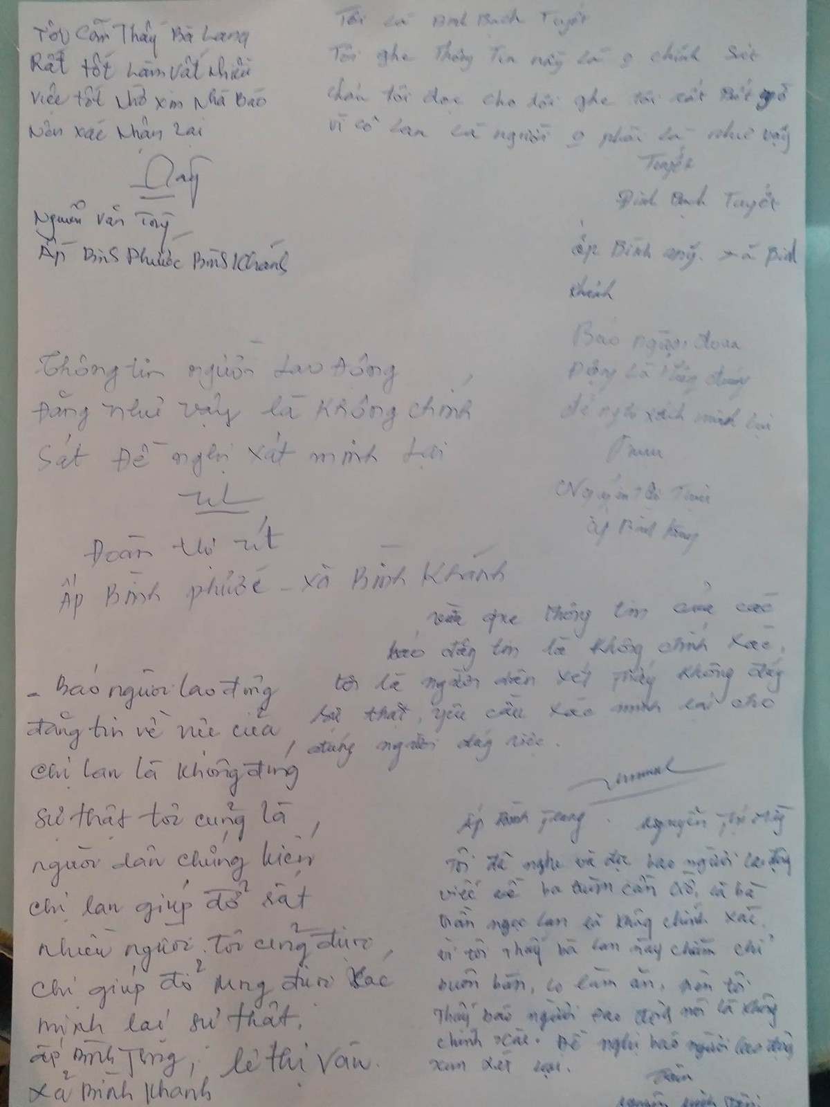 Một số nhận xét của người dân địa phương về bà Lang.