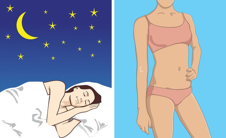 Bụng lưu trữ chất béo do thiếu ngủ. Ngay cả khi bạn tập thể dục 5 lần một tuần, bạn vẫn có thể tích chất béo bụng. Lý do là vì thiếu một giấc ngủ ngon. Muốn bụng phẳng, hãy ngủ đủ 8-9 giờ mỗi ngày.