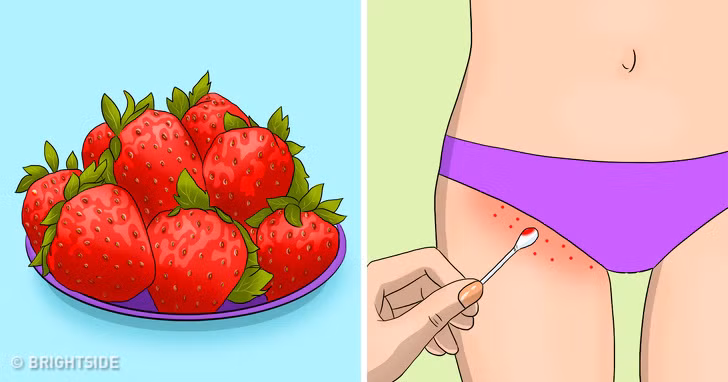 Dâu tây giúp trị vết trầy xước do dao cạo: Để giảm đau và sưng, bạn nghiền vài quả dâu tây cùng với sữa chua và bôi trực tiếp lên vùng da xước trong 10-15 phút.