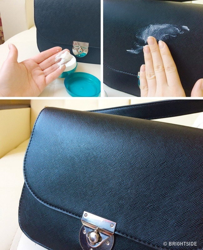 Kem dưỡng da chứa các thành phần giữ ẩm làm cho da đàn hồi và mềm mại. Nếu có lọ kem mà bạn không thích, hãy thử dùng làm mới các đồ dùng bằng da. Chẳng hạn như làm mới đôi giày da hay túi xách da bằng cách bôi ít kem lên bề mặt.