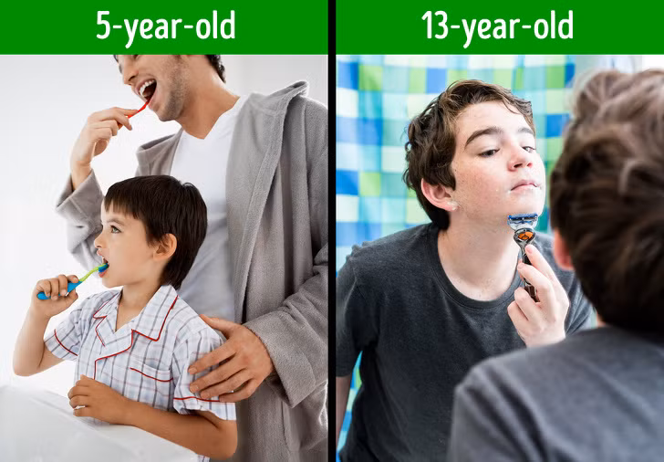 Vệ sinh cá nhân: Các chuyên gia cho biết nhiều cha mẹ thường cho rằng trẻ 10, 11 tuổi sẽ học cách tự làm vệ sinh cá nhân như tắm rửa, thay quần áo, cạo râu, đánh răng...