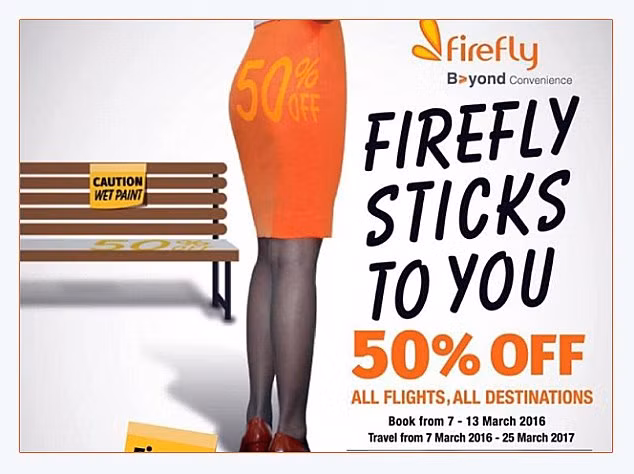 Quảng cáo gây tranh cãi của hãng hàng không Firefly ở Malaysia hồi năm 2016.