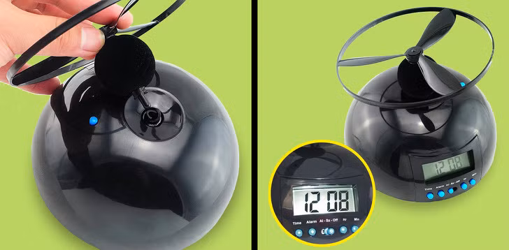 Kiểu đồng hồ báo thức trực thăng sẽ bay lên trong không trung khi đổ chuông.