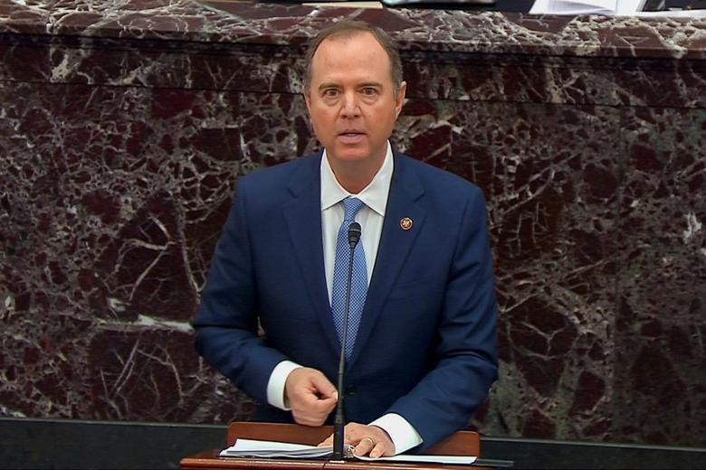Ông Adam Schiff, Chủ tịch Ủy ban Tình báo Hạ viện, tóm tắt các cáo buộc chống lại Tổng thống Trump tại phiên xét xử hôm 21/1.