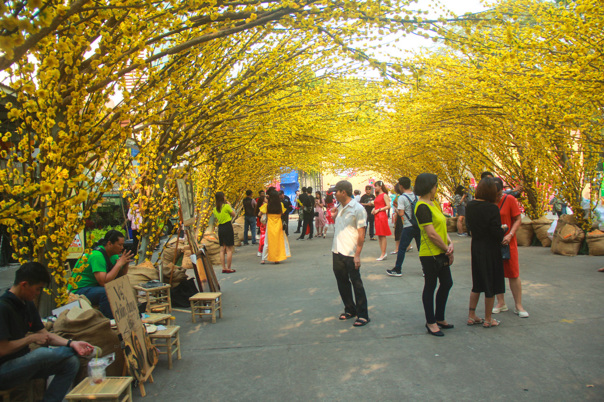 Hotgirl Sai Gon xung xinh ao dai den check-in 'duong mai vang'-Hinh-2