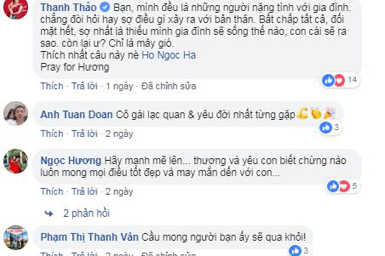 Nhiều sao Việt đã cầu mong Như Hương vượt qua bệnh ung thư.
