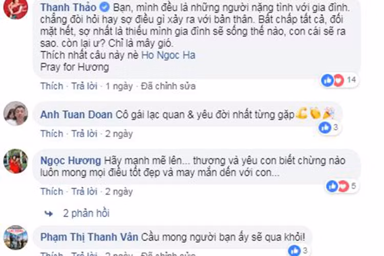 Nhiều sao Việt đã cầu mong Như Hương vượt qua bệnh ung thư.