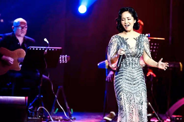 Sau thông tin chồng cũ tái hôn, Hồng Nhung đăng tải loạt ảnh trong đêm diễn vào tối ngày 2/4 kèm dòng trạng thái về cố nhạc sĩ Trịnh Công Sơn.