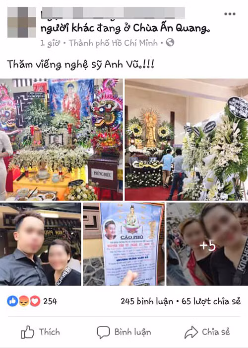 Mới đây, sau khi đến đám tang nghệ sĩ Anh Vũ, một cô gái thậm chí còn khoe ảnh tươi cười và "bắn tim" trước cáo phó khiến dân mạng phẫn nộ. Ảnh: Vietnamnet