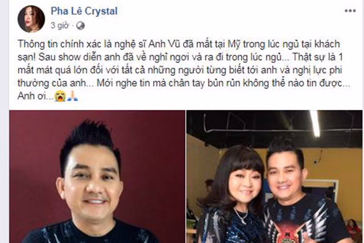 Ca sĩ Pha Lê xót xa viết: "Thật sự là một mất mát quá lớn đối với tất cả những người từng biết tới anh và nghị lực phi thường của anh".