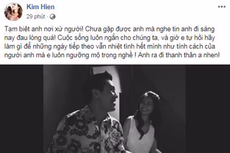 Kim Hiền đau lòng khi nghe tin Anh Vũ qua đời. Đối với cô, cố nghệ sĩ là người mà cô luôn ngưỡng mộ trong nghề.