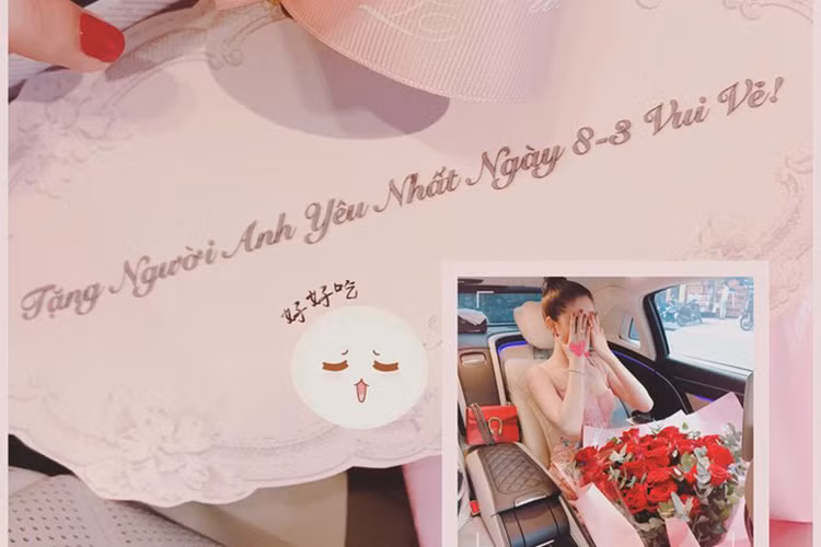 Ngày 8/3, Ngọc Trinh nhận bó hoa kèm tấm thiệp ghi lời ngọt ngào: “Tặng người anh yêu nhất” từ người yêu.