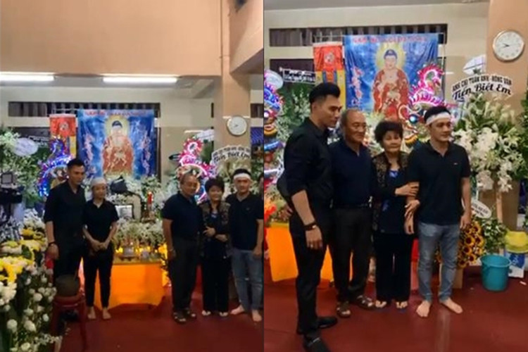 Tối ngày 10/4, mẹ của nghệ sĩ Anh Vũ có mặt trong đám tang ngay sau khi xuất viện. Ảnh: Vietnamnet