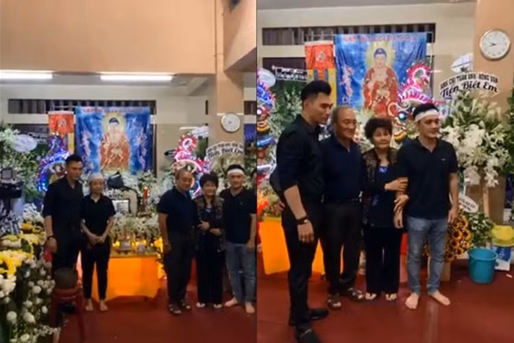 Tối ngày 10/4, mẹ của nghệ sĩ Anh Vũ có mặt trong đám tang ngay sau khi xuất viện. Ảnh: Vietnamnet