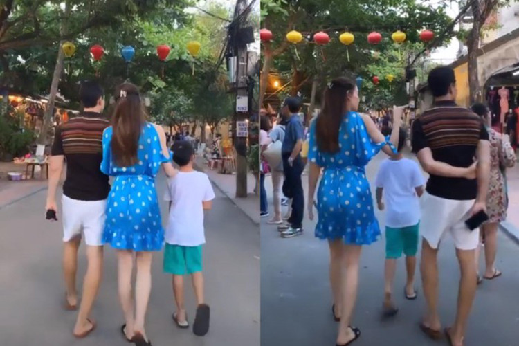 Hình ảnh Hồ Ngọc Hà bên con trai riêng và bạn trai khi dạo phố Hội An.