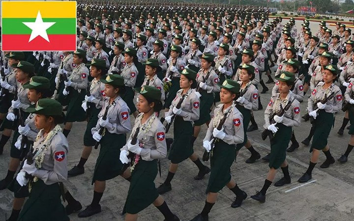 Thứ 31: Myanmar – Ngân sách quốc phòng: 2,4 tỷ USD; Tổng số quân nhân: 516.000; Tổng số máy bay chiến đấu: 249; Xe tăng: 592; Xe chiến đấu thiết giáp: 1.358; Tàu hải quân: 155; Tàu khu trục: 0; Tàu ngầm: 0; Chỉ số sức mạnh: 0,5991.