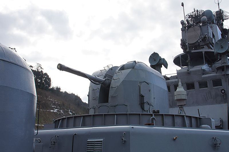 Vũ khí đối hạm của tàu Udaloy cũng không hề tệ với bộ đôi hải pháo AK-100 100mm hoặc bộ đôi hải pháo AK-100 cùng một hải pháo AK-130 được đặt ngay phía trước mũi tàu.