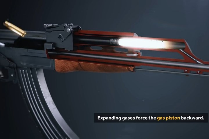 Vỏ đạn nẩy ra khỏi buồng đạn sau khi đầu đạn đã phóng đi.