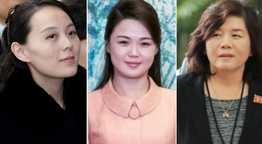 Từ trái sang phải: Kim Yo-jong, Ri Sol-ju và Choe Son-hui.