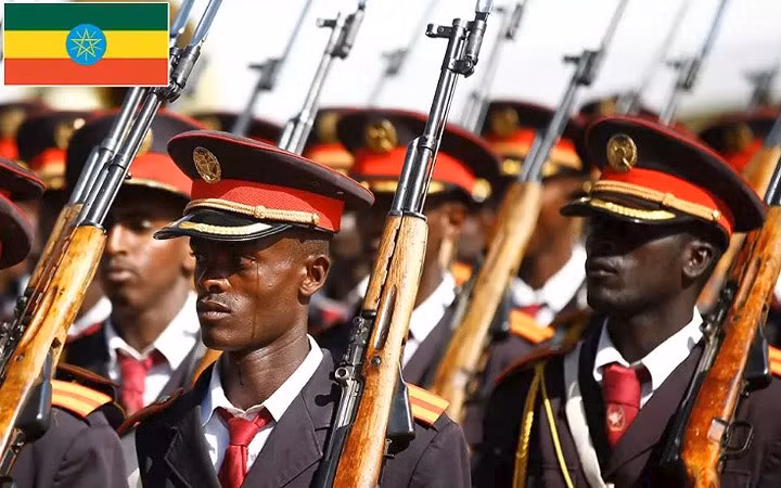 Thứ 41: Ethiopia – Ngân sách quốc phòng: 340 triệu USD; Tổng số quân nhân: 162.000; Tổng số máy bay chiến đấu: 80; Xe tăng: 800; Xe chiến đấu thiết giáp: 800; Tàu hải quân: 0; Tàu khu trục: 0; Tàu ngầm: 0; Chỉ số sức mạnh: 0,7511.