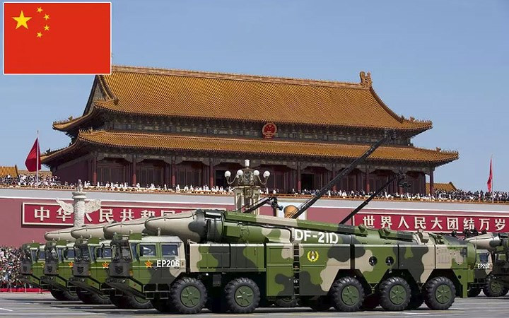 Thứ 3: Trung Quốc - Ngân sách quốc phòng: 161,7 tỷ USD: Tổng số quân nhân: 3.712.500; Tổng số máy bay chiến đấu: 2.955; Xe tăng: 6.457; Xe chiến đấu thiết giáp: 4.788; Tàu hải quân: 714; Tàu khu trục: 1; Tàu ngầm: 68; Chỉ số sức mạnh: 0,0945.