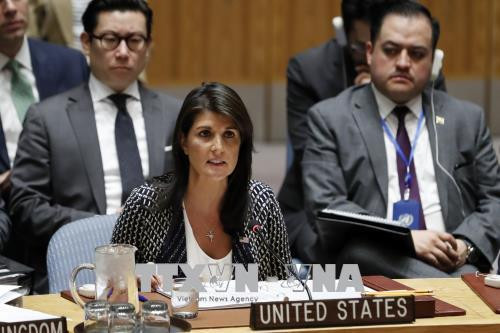 Đại diện thường trực Mỹ tại Liên hợp quốc Nikki Haley. Ảnh: THX/TTXVN.