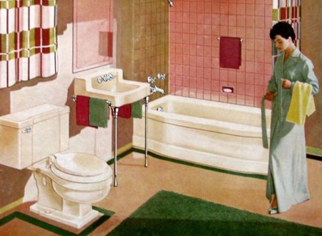 Một quý cô chuẩn bị sử dụng phòng tắm sang trọng của mình. Ảnh: Vintag.