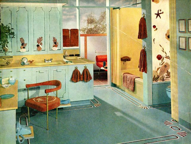 Thiết kế phòng tắm mở, thông với các không gian sinh hoạt khác của gia đình. Ảnh: Vintag.