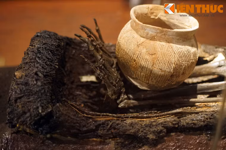 Đồ tùy táng được xếp tập trung về phía chân gồm đồ gốm, đồ đồng, đồ tre, nứa và gỗ.