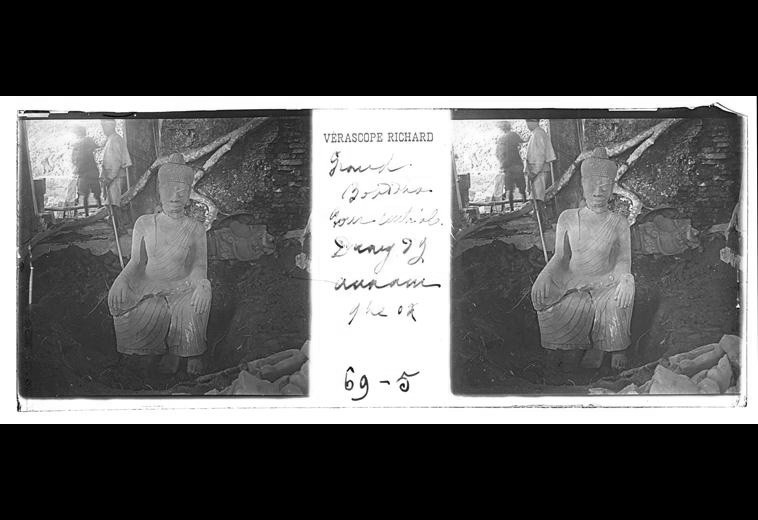 Tượng Phật được khai quật ở di tích Đồng Dương năm 1902, là bức tượng Phật lớn nhất của vương quốc Chăm Pa được biết đến cho tới nay..