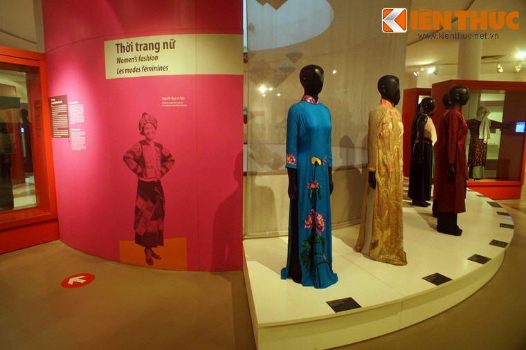 Trong lần trở lại này, Bảo tàng đã mang một diện mạo hoàn toàn mới. Với sự hỗ trợ của chuyên gia Pháp, nội dung trưng bày mới được trình bày một cách khoa học, đẹp mắt với các trang thiết bị hiện đại đã mang lại cho Bảo tàng một bản sắc độc đáo, ấn tượng. Ảnh: Khu trưng bày Thời trang nữ.