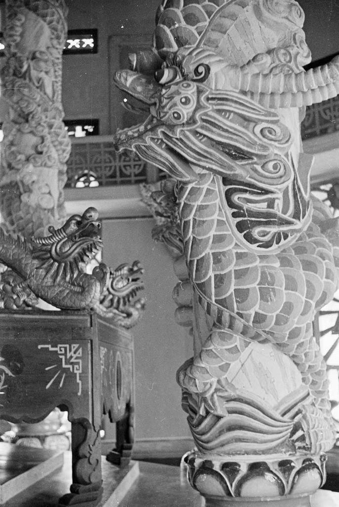 Cận cảnh cột rồng trong Tòa thánh. Ảnh: Harrison Forman.