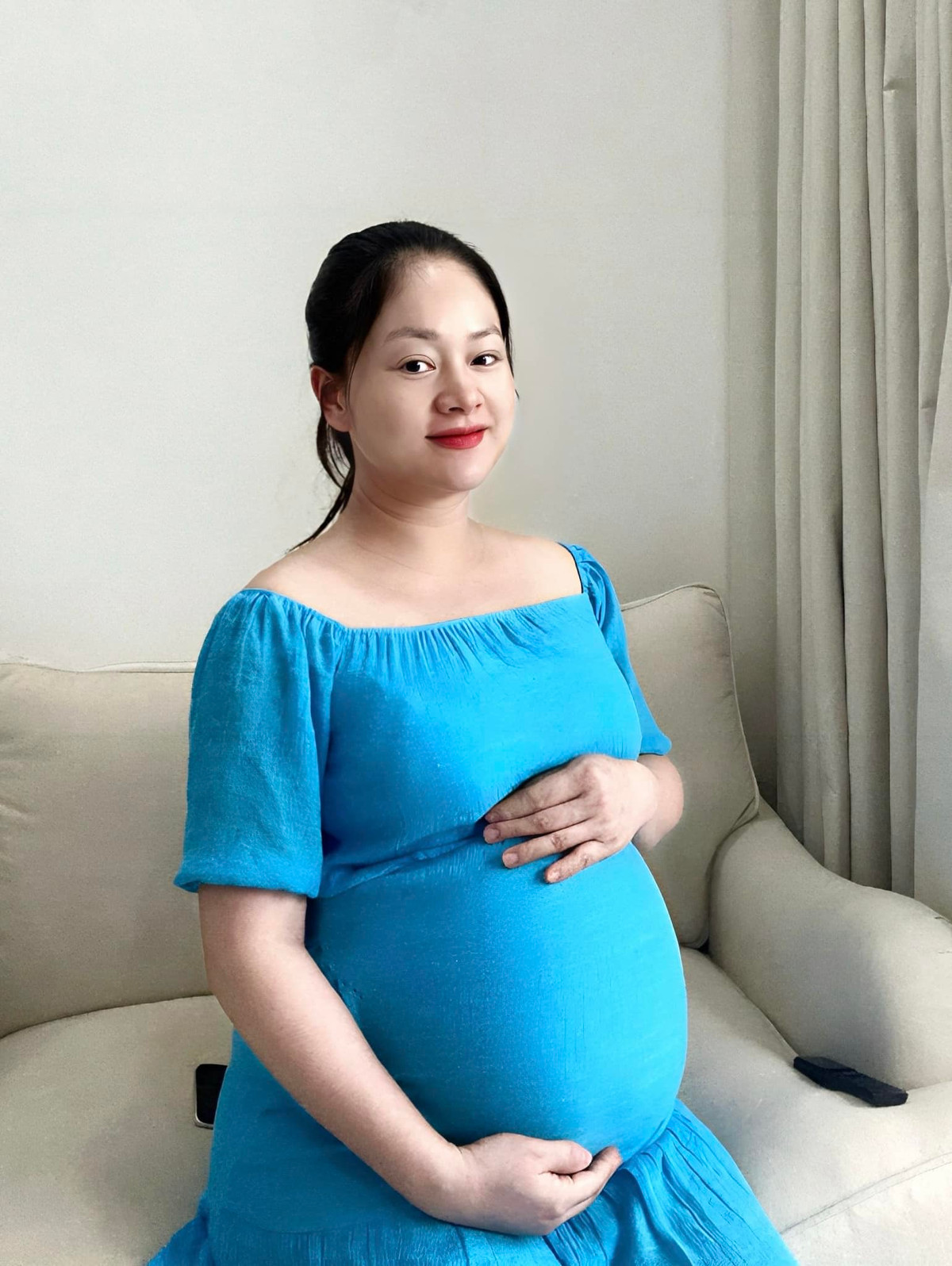 Hình ảnh Lan Phương khi mang bầu 9 tháng.