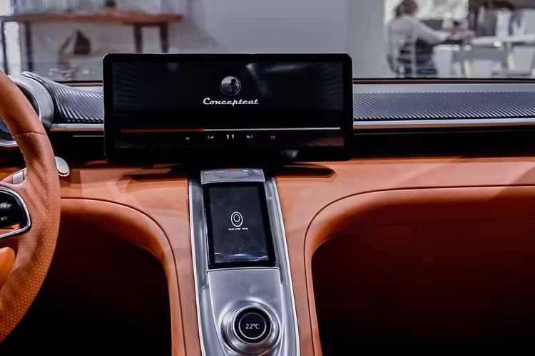 Bước vào bên trong Ora Grand Cat, người lái sẽ bắt gặp nội thất 5 chỗ ngồi, kết hợp giữa chất liệu da và kim loại, tạo cảm giác cao cấp. Những chi tiết kim loại được áp dụng cho nhiều chi tiết trong xe như vô lăng, viền mặt táp-lô, cụm điều khiển trung tâm, tay nắm cửa, tapi cửa và trên ghế.