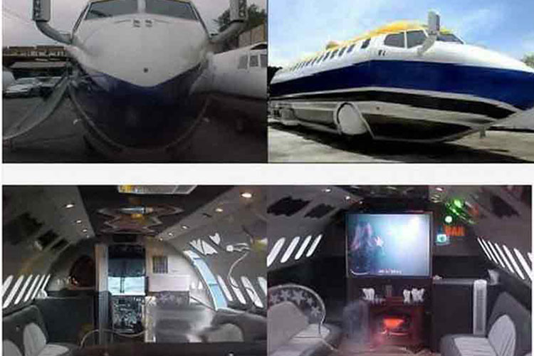 Cụ thể, không gian phòng khách của Boeing 727 Jet Limo như sàn nhảy, có TV màn hình lớn, lò sưởi và quầy bar. Ngoài ra, "nếu bạn cần nghỉ ngơi, hãy đi ra phía sau và sẽ thấy chiếc giường hình trái tim với tấm gương vô cực."